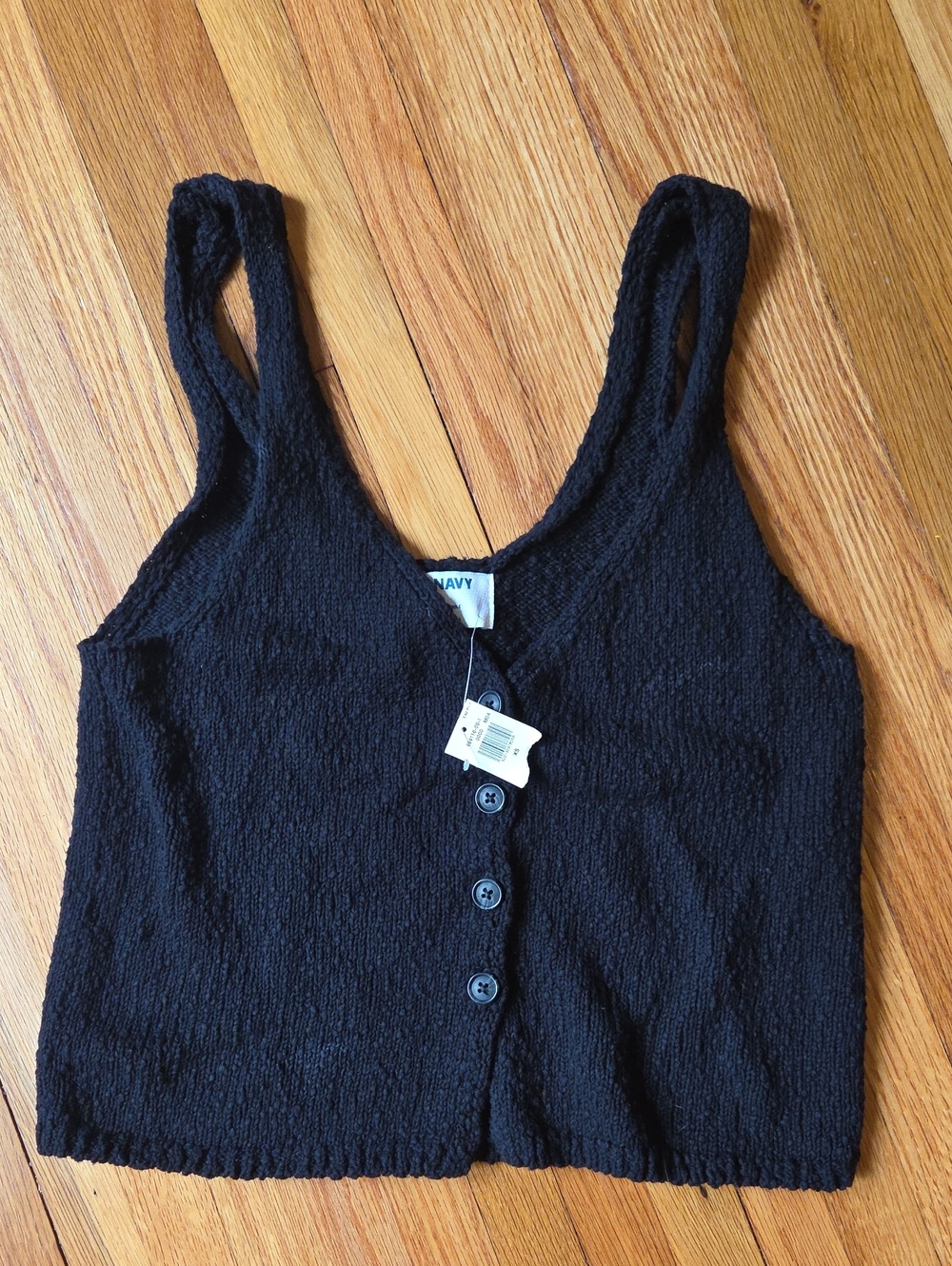 Old Navy Black Button-Front Cropped Tank Top
